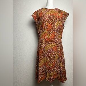 Cooperative Floral Mini Dress in Red and Gold